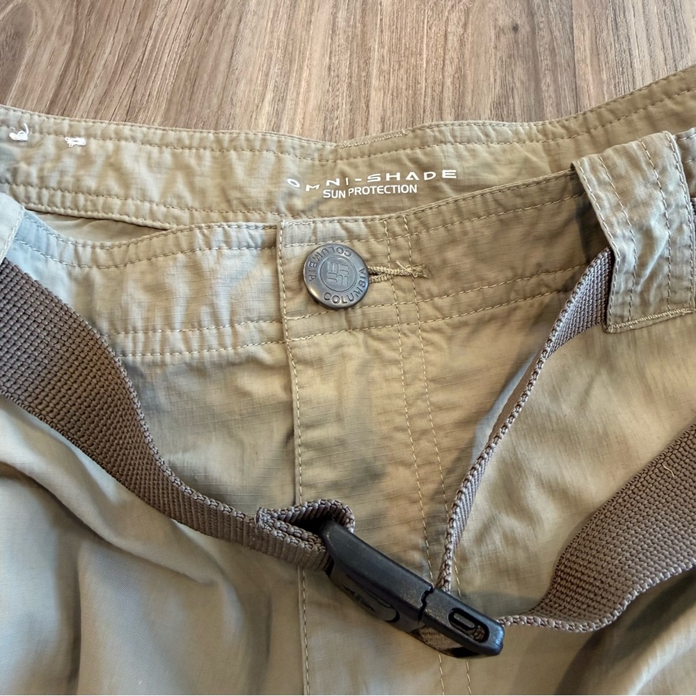 Columbia Omni-Shade Convertible Men's Light Tan Cargo Pants Sun Protect - Picture 9 of 13